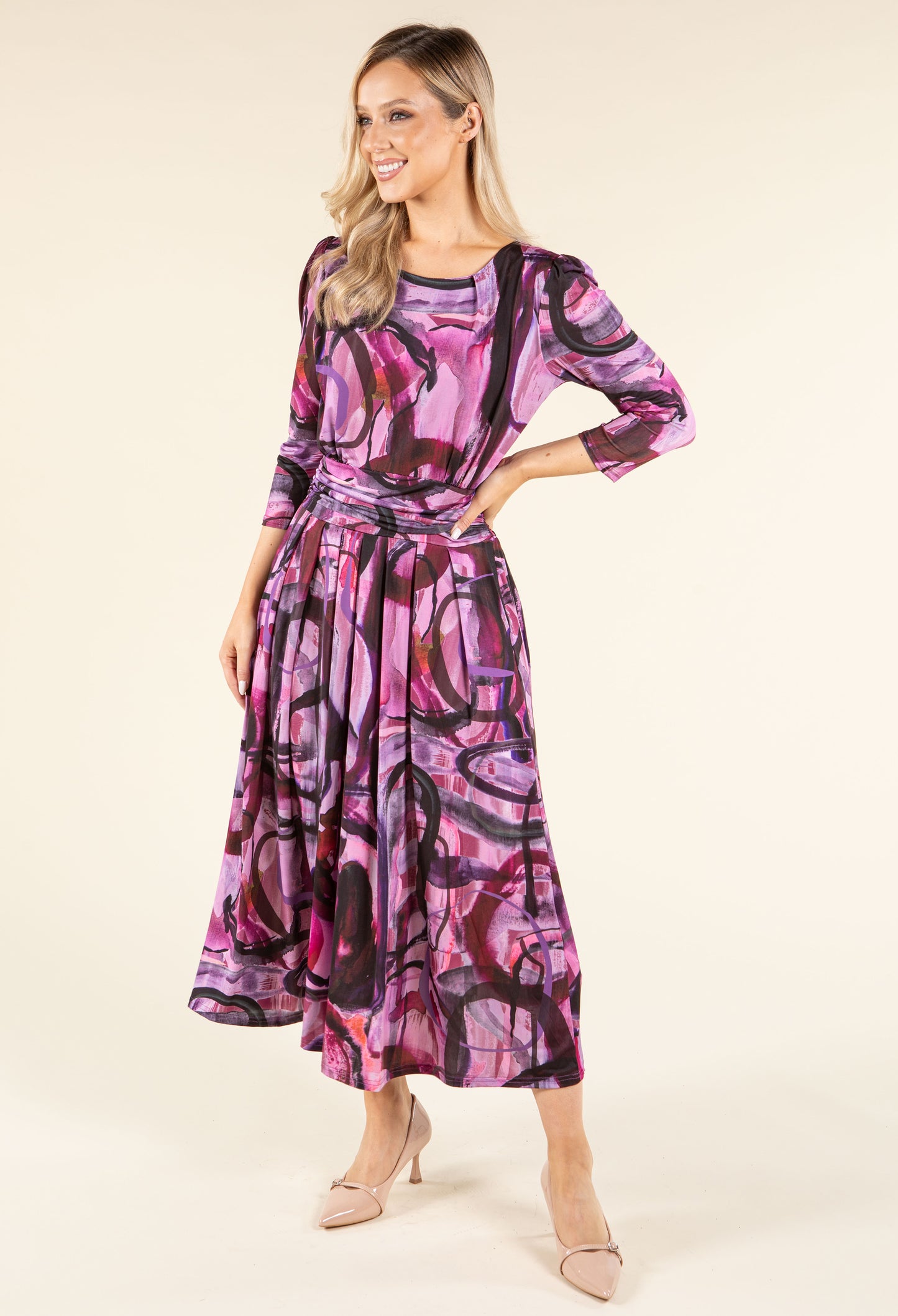 Fallon Abstract Print Midi Dress