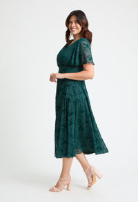 Victoria Angel Sleeve Mesh Midi Curve+ Dress