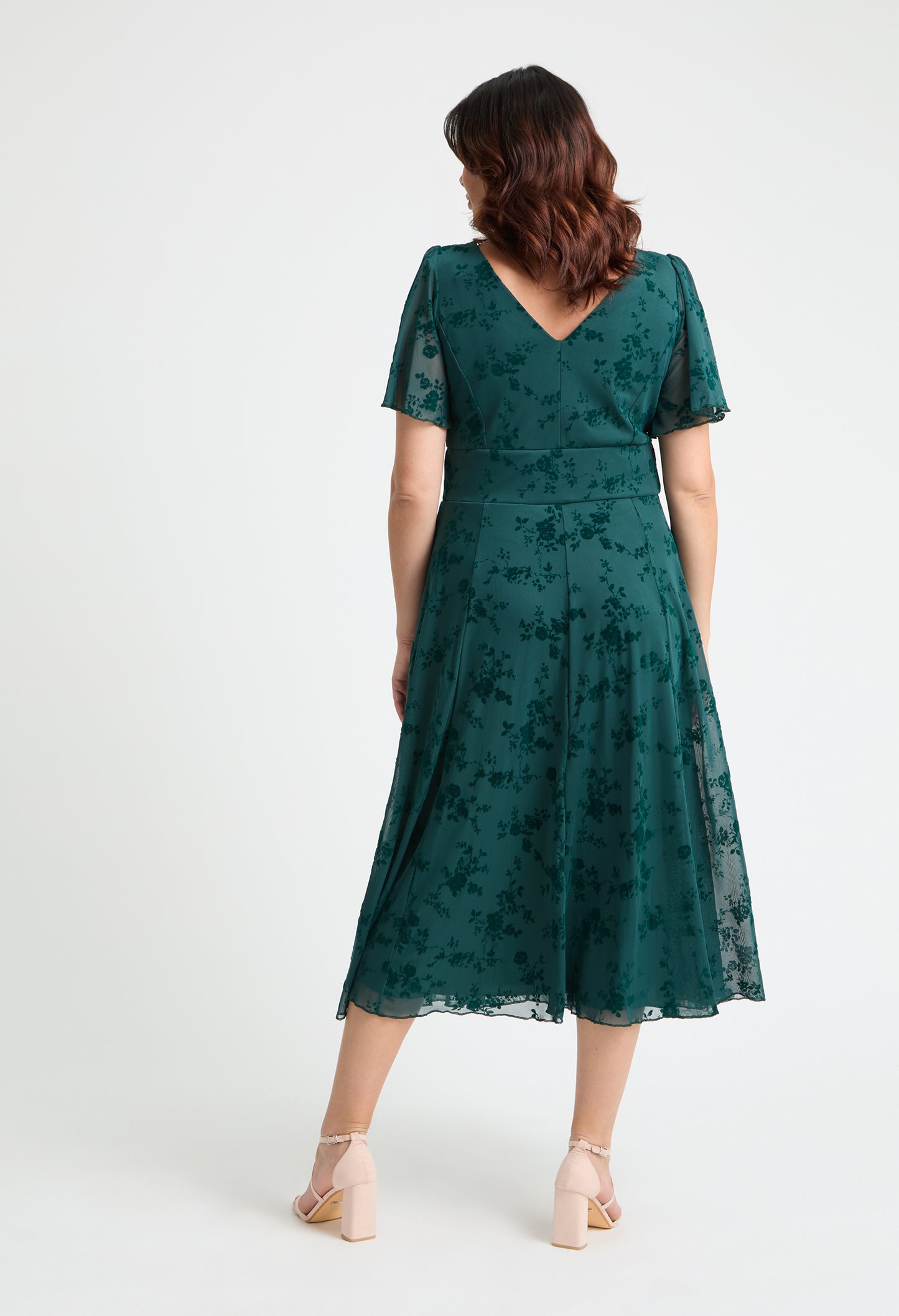 Victoria Angel Sleeve Mesh Midi Curve+ Dress