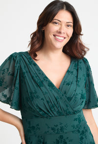 Victoria Angel Sleeve Mesh Midi Curve+ Dress