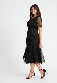 Victoria Angel Sleeve Mesh Midi Curve+ Dress