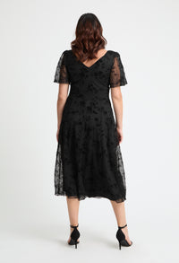 Victoria Angel Sleeve Mesh Midi Curve+ Dress