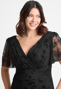 Victoria Angel Sleeve Mesh Midi Curve+ Dress