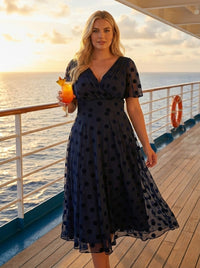 Victoria Angel Sleeve Mesh Midi Curve+ Dress