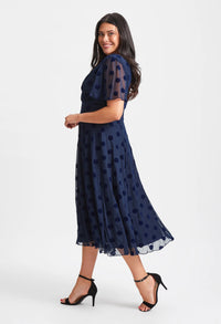 Victoria Angel Sleeve Mesh Midi Curve+ Dress