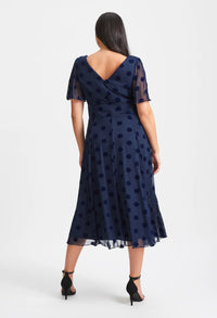 Victoria Angel Sleeve Mesh Midi Curve+ Dress