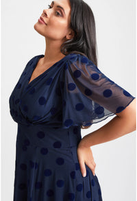 Victoria Angel Sleeve Mesh Midi Curve+ Dress