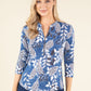 Half Zip Leaf Print Top