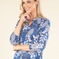 Half Zip Leaf Print Top