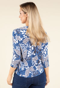 Half Zip Leaf Print Top