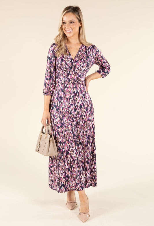 Abstract Paint Design Wrap Dress