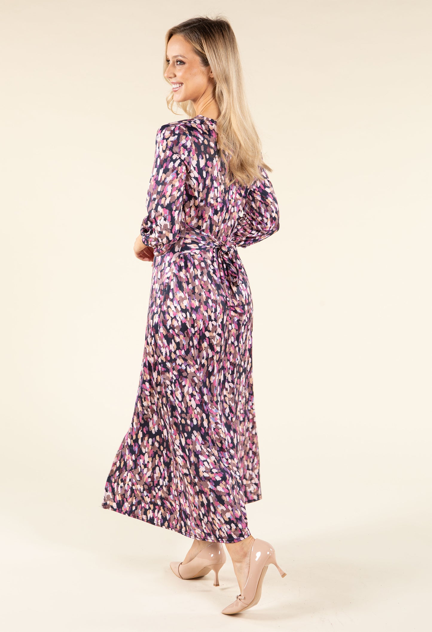 Abstract Paint Design Wrap Dress