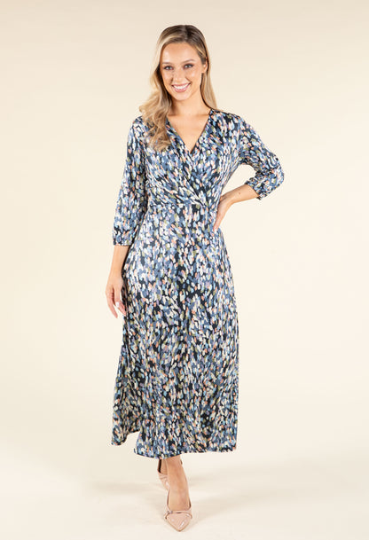 Abstract Paint Design Wrap Dress