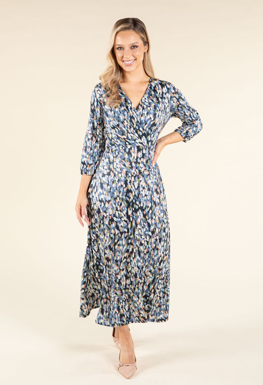 Abstract Paint Design Wrap Dress