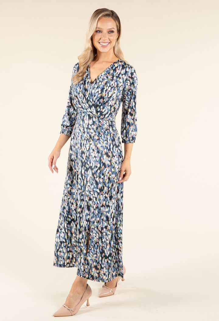 Abstract Paint Design Wrap Dress
