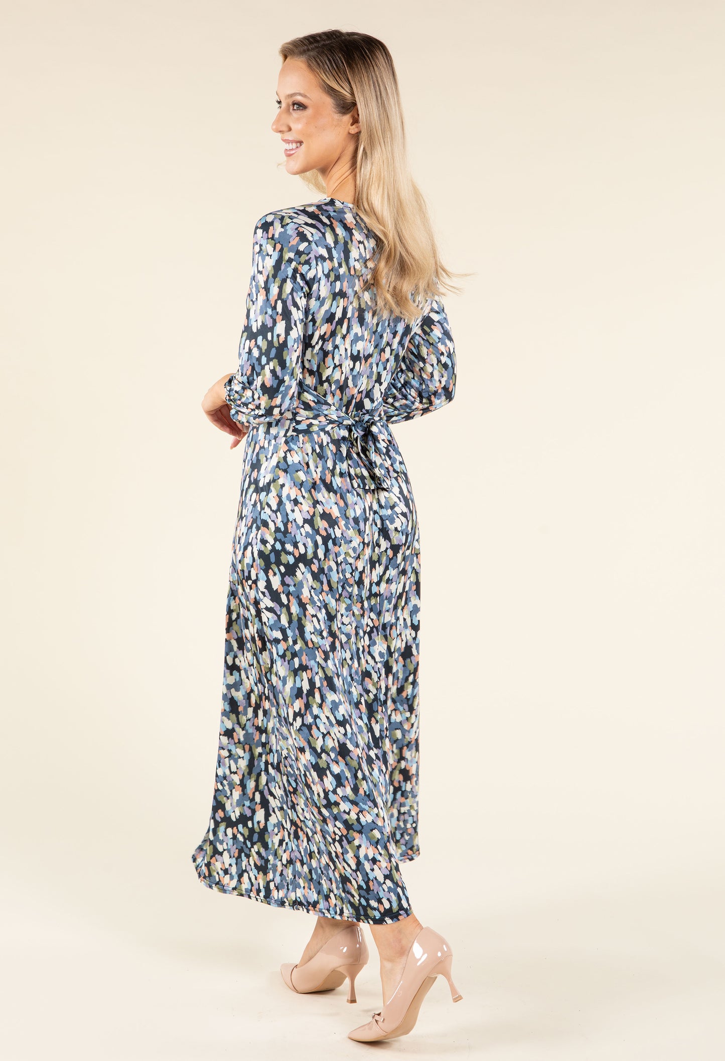 Abstract Paint Design Wrap Dress