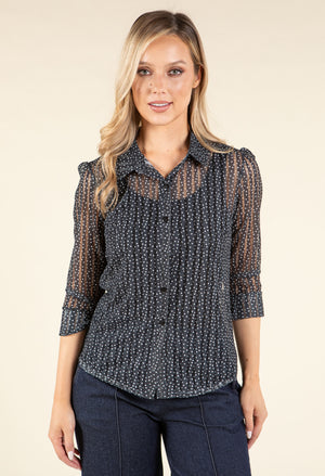 Polka Dot Mesh Shirt
