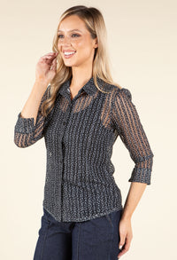 Polka Dot Mesh Shirt