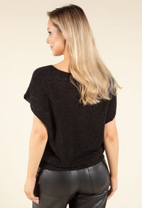 Lurex Knit Short Sleeve Top