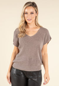Lurex Knit Short Sleeve Top
