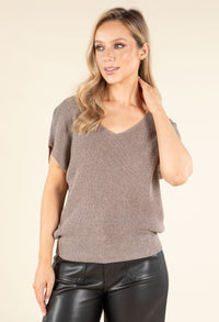 Lurex Knit Short Sleeve Top