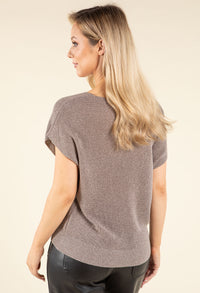 Lurex Knit Short Sleeve Top