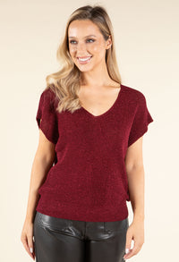 Lurex Knit Short Sleeve Top