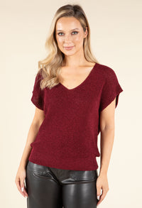 Lurex Knit Short Sleeve Top