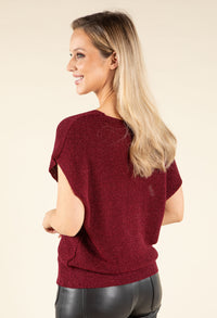 Lurex Knit Short Sleeve Top