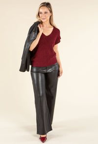 Lurex Knit Short Sleeve Top