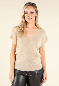 Lurex Knit Short Sleeve Top