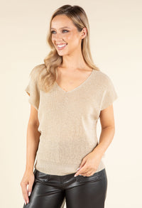 Lurex Knit Short Sleeve Top