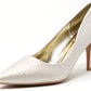 gold glitter high heel shoe on a white background