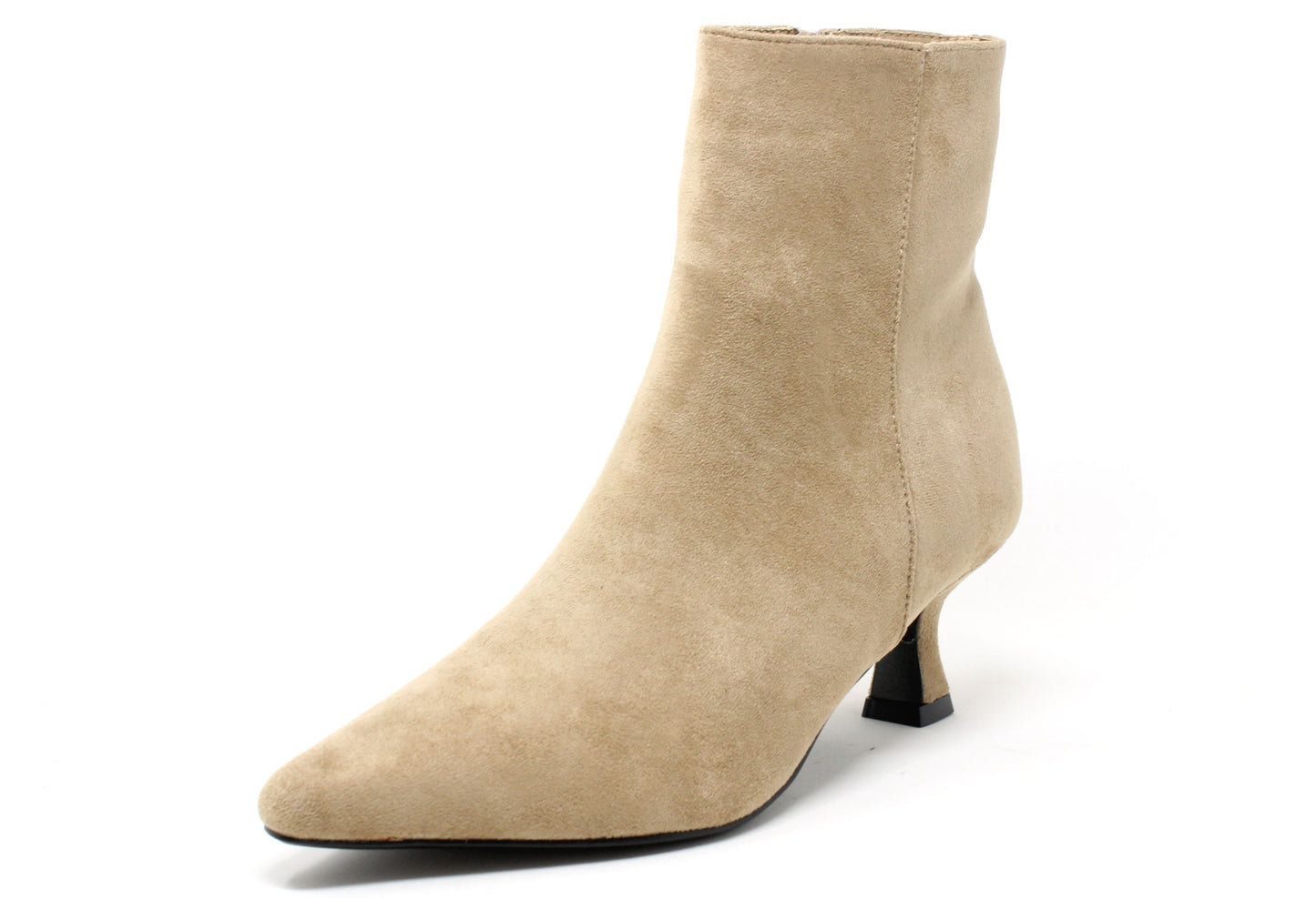 Beige ankle boot on a white background