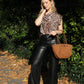 Faux Leather Wide Leg Trousers
