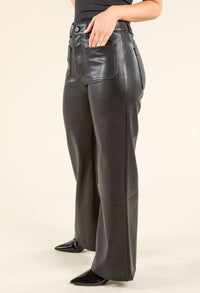 Faux Leather Wide Leg Trousers