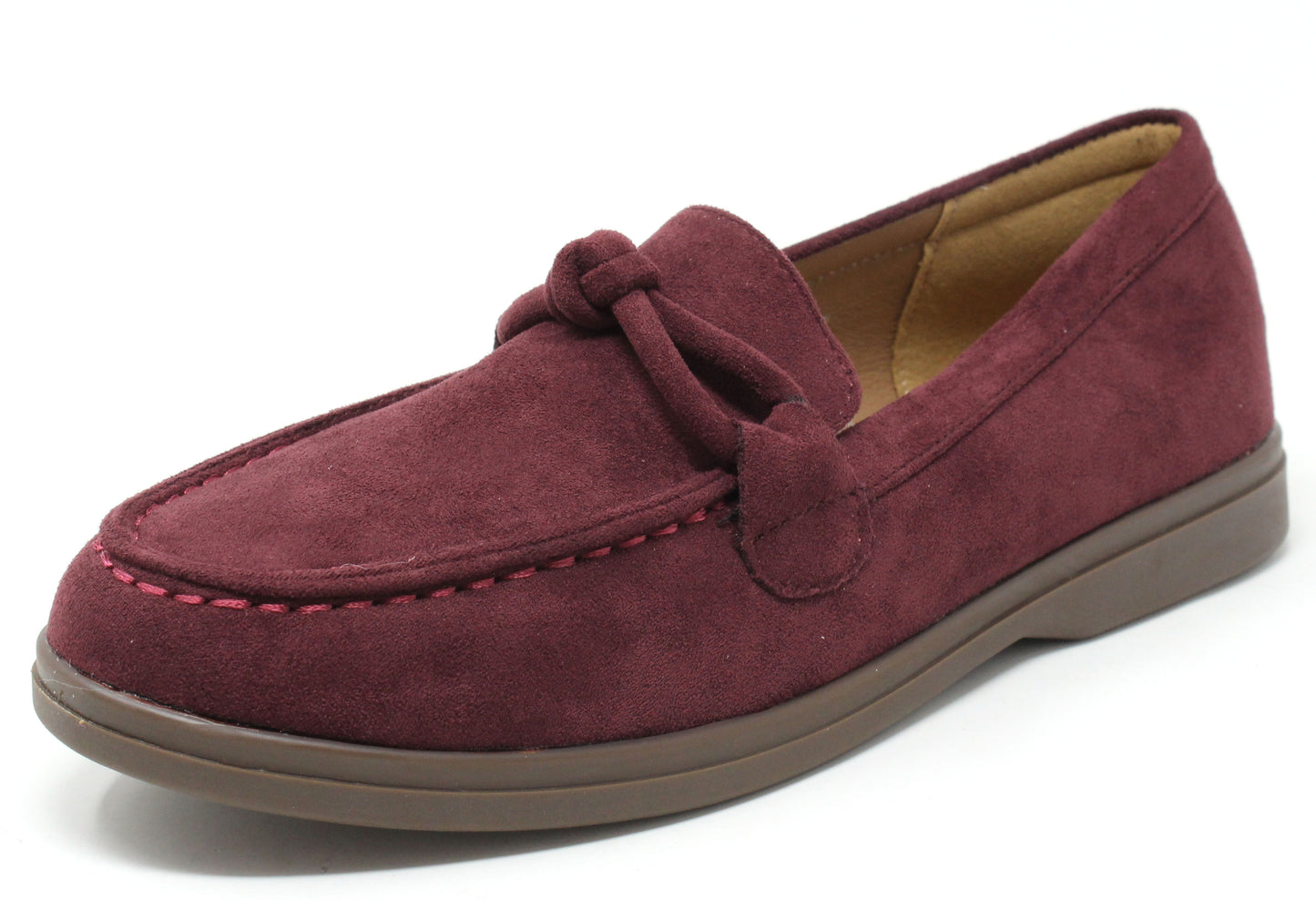 Maroon loafer shoe on a white background