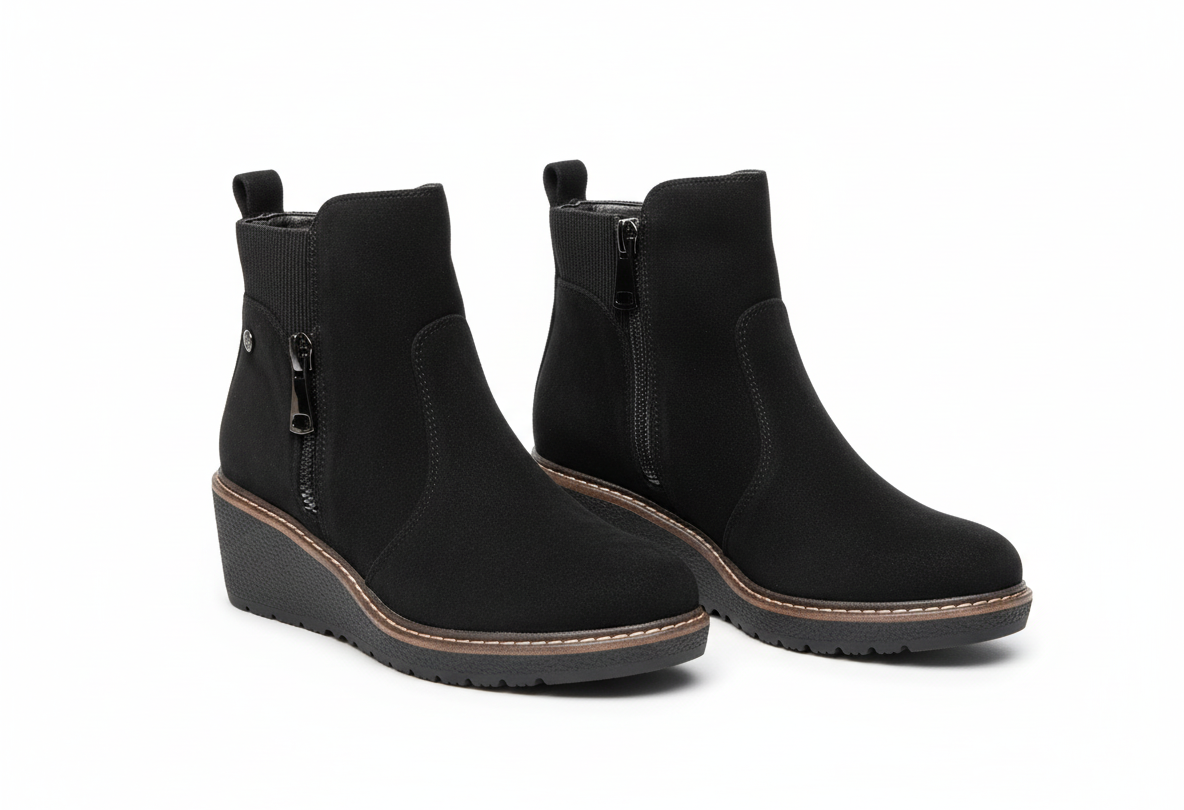 Faux Suede Wedge Boot