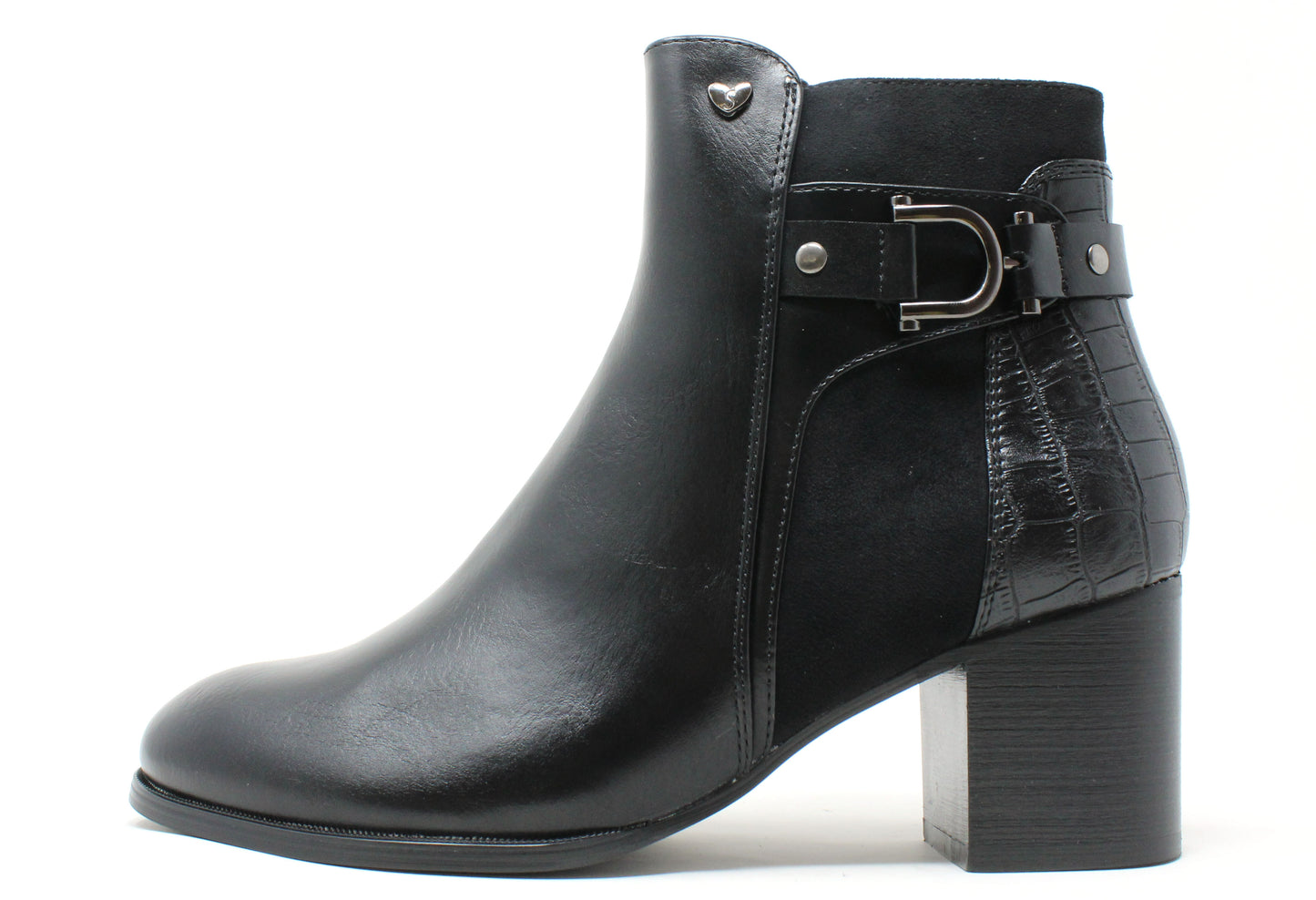 Faux Suede Panel Ankle Boot