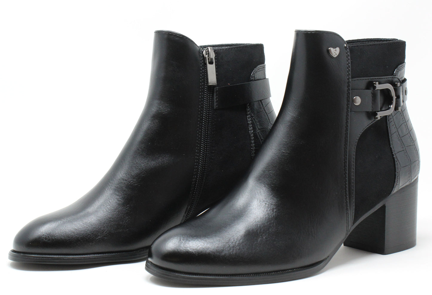 Faux Suede Panel Ankle Boot