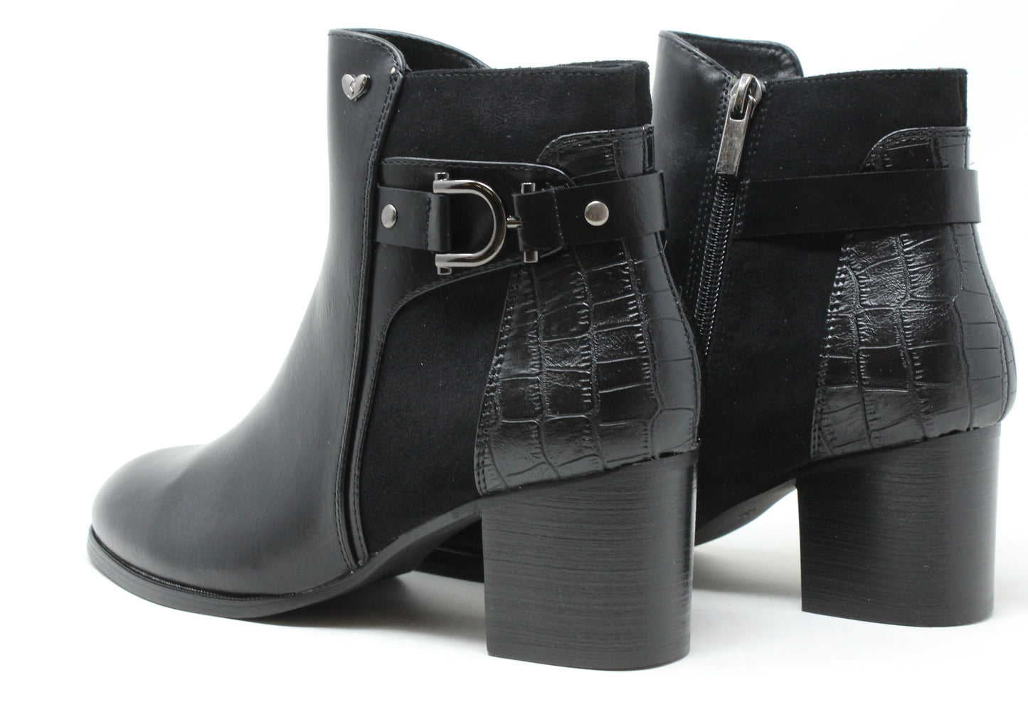 Faux Suede Panel Ankle Boot