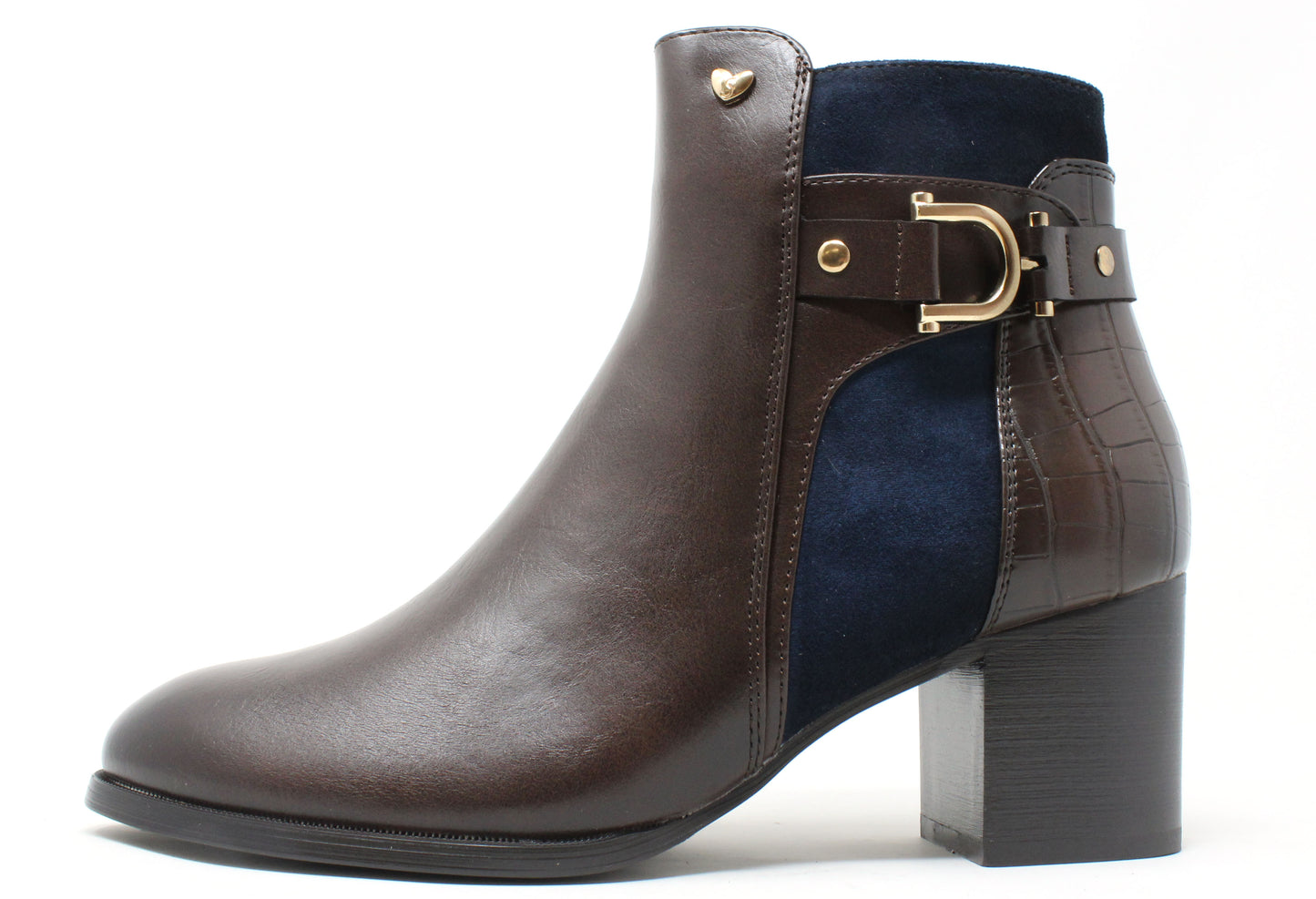 Faux Suede Panel Ankle Boot