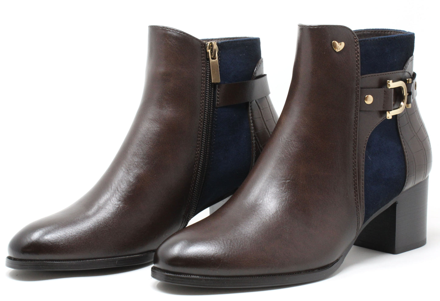 Faux Suede Panel Ankle Boot