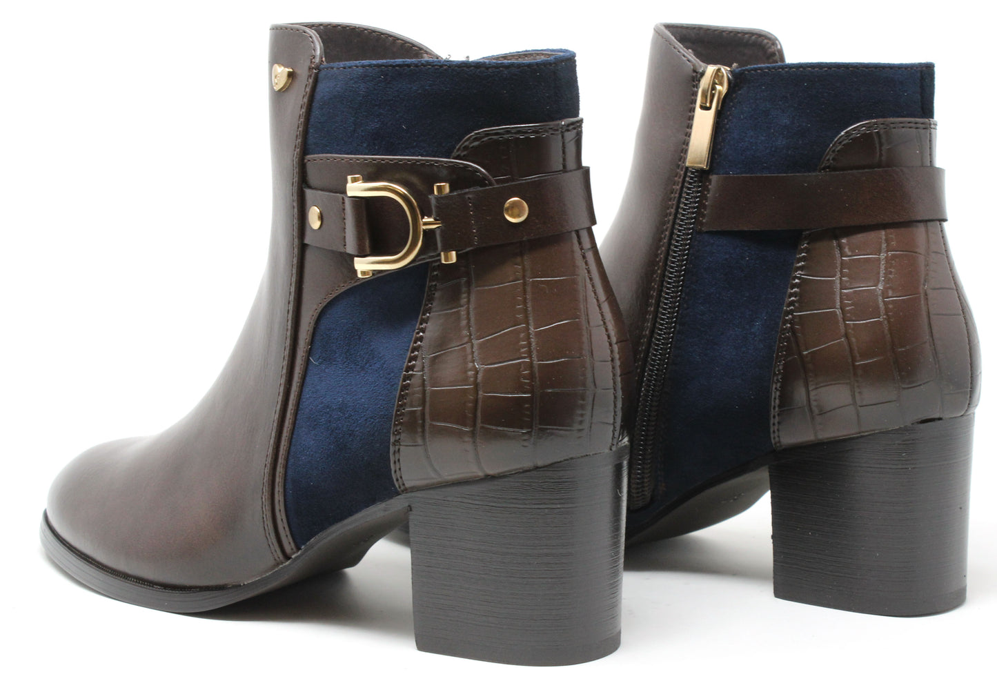 Faux Suede Panel Ankle Boot