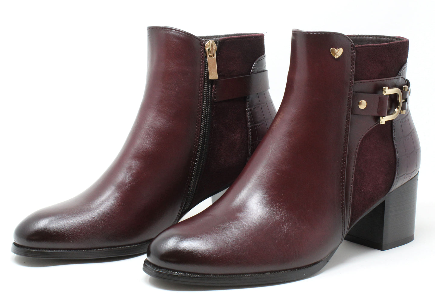 Faux Suede Panel Ankle Boot