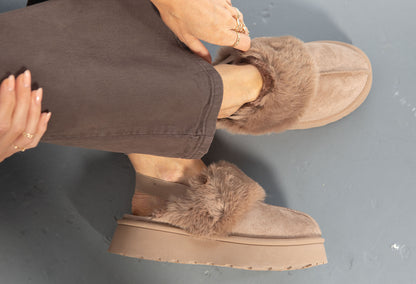Flatform Faux Fur Trim Boots