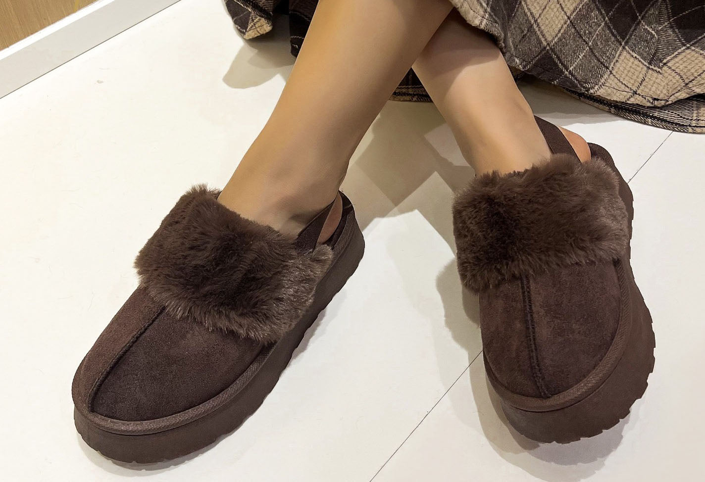 Flatform Faux Fur Trim Boots