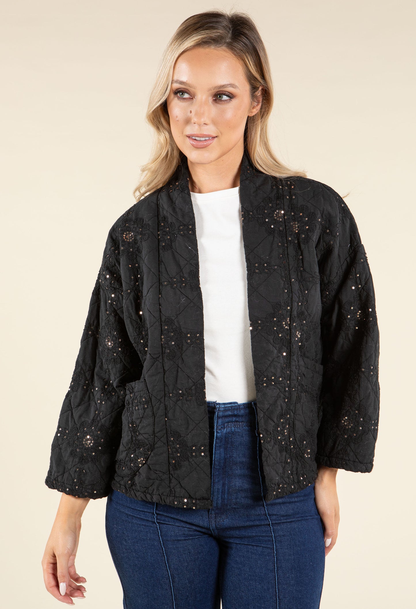 Floral Embroidered Quilted Jacket