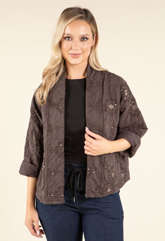Floral Embroidered Quilted Jacket