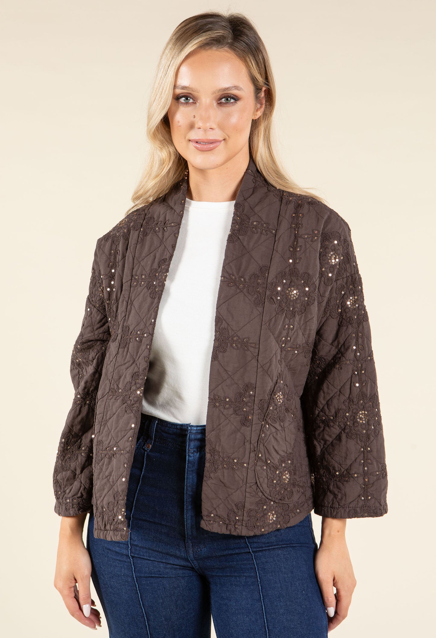 Floral Embroidered Quilted Jacket